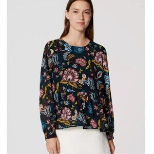 LOFT Boho Peplum Floral Blouse‎ XS